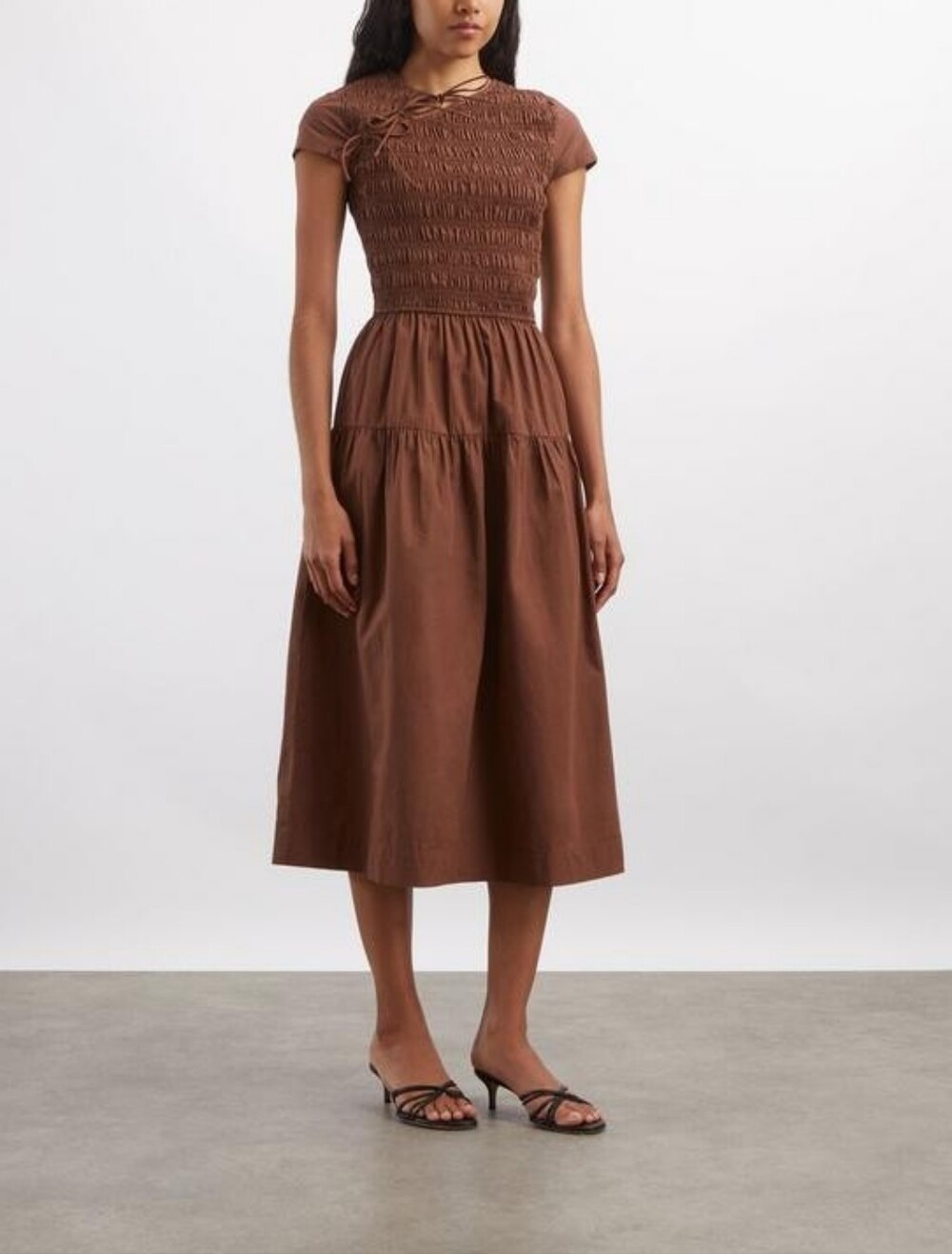 Damson Madder Ebba Choc Cotton Midi Dress
